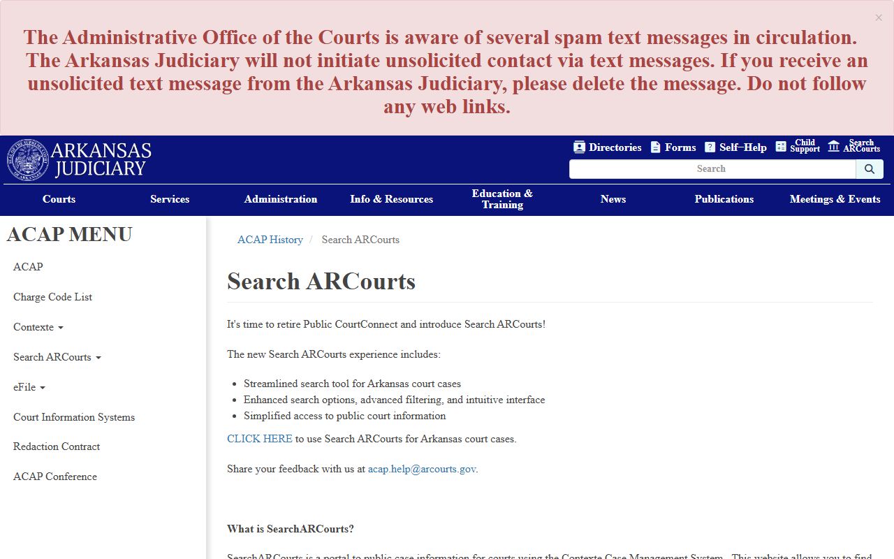 Lee County court records after arrest Search ARCourts information page