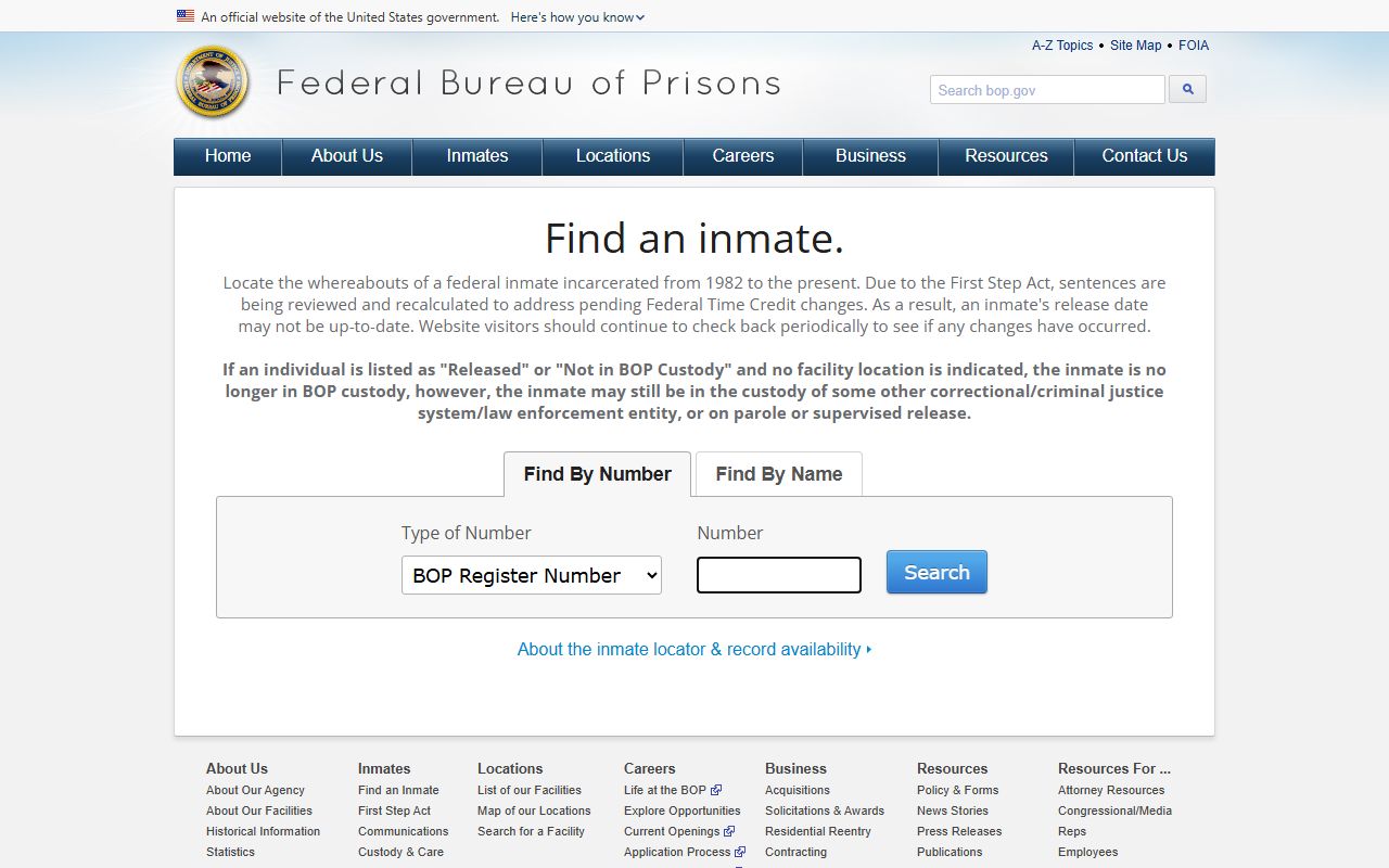 Lee County jail mugshots federal BOP locator without public mugshot field